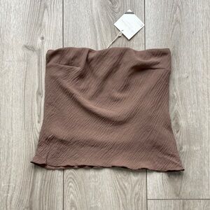 See You Monday Brown Crop Top NWT Flowy Lined Strapless Junior Women’s Large